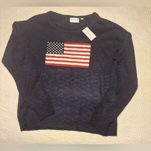 Navy Blue Flag Sweater Medium NWT